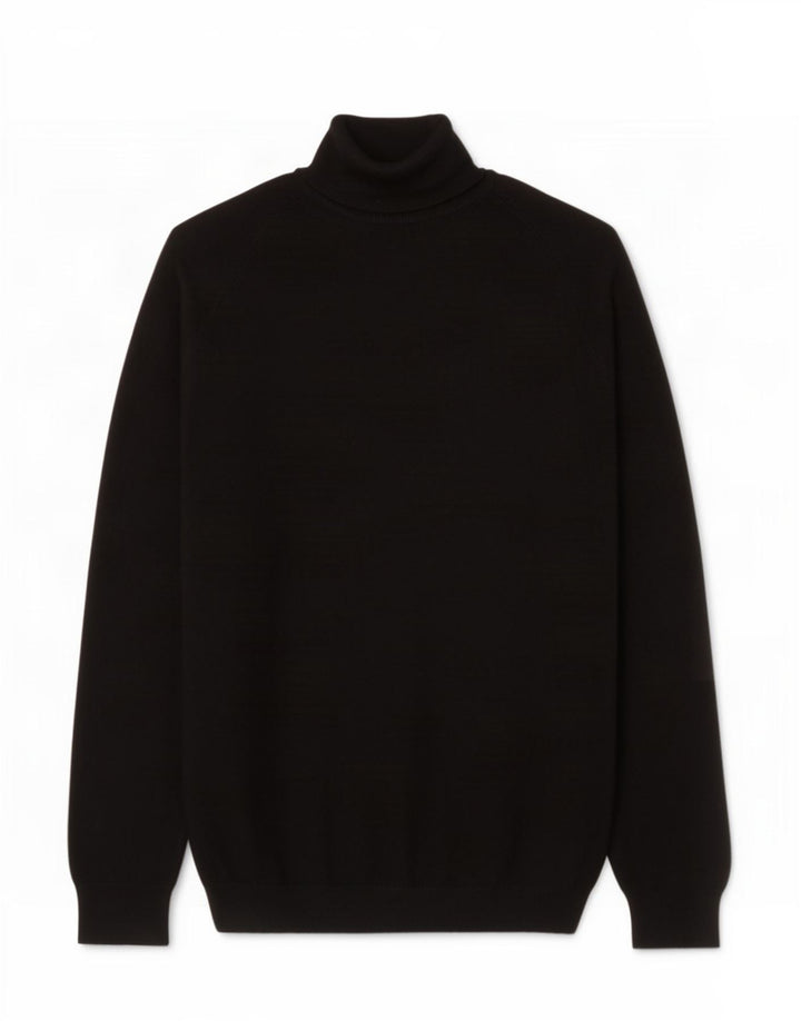 Zara Pull Col Roulé Homme Noir Moyen Viscose