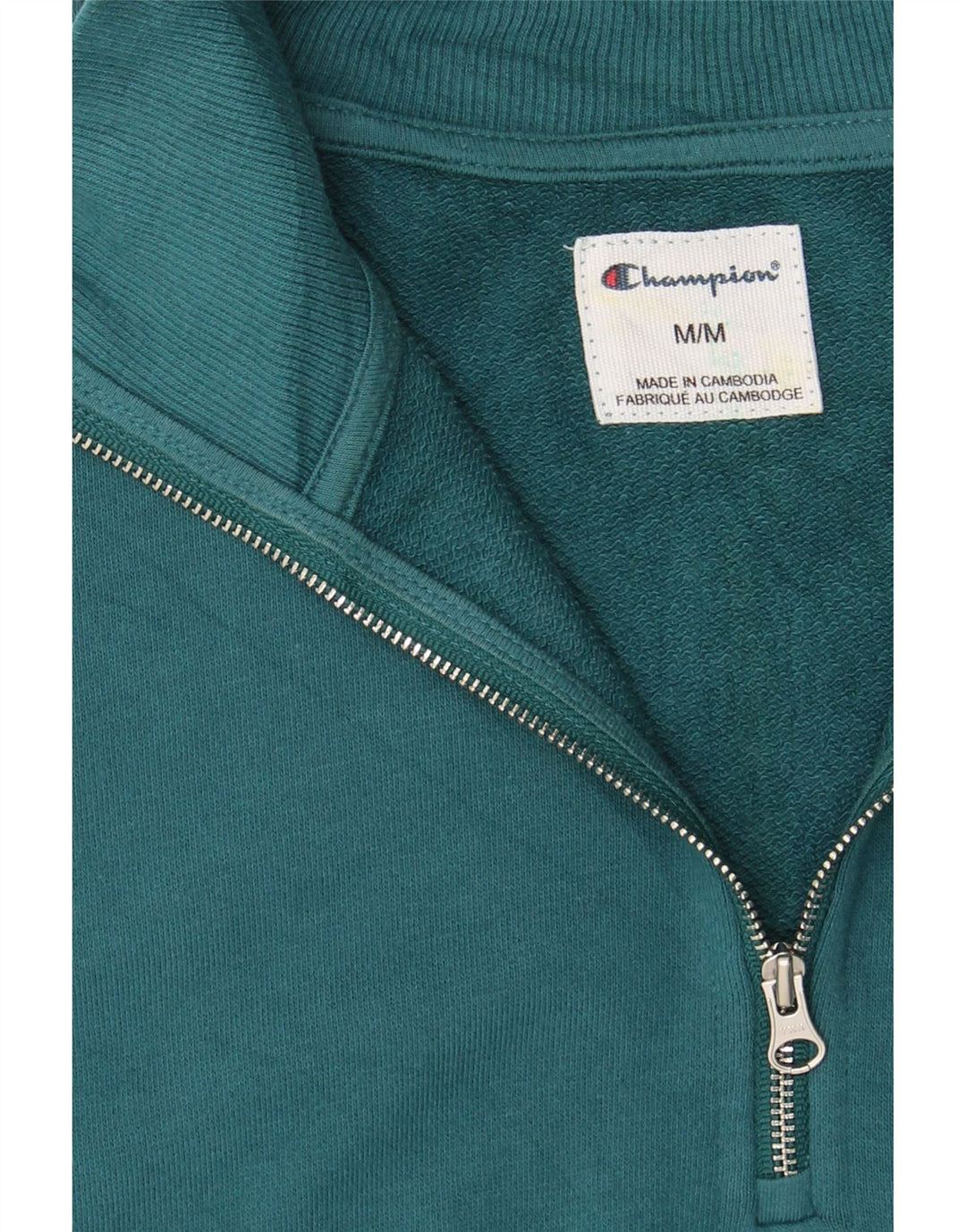 CHAMPION Mens Zip Neck Sweatshirt Jumper Medium Blue Cotton Vintage Champion and Second-Hand Champion from Messina Hembry 