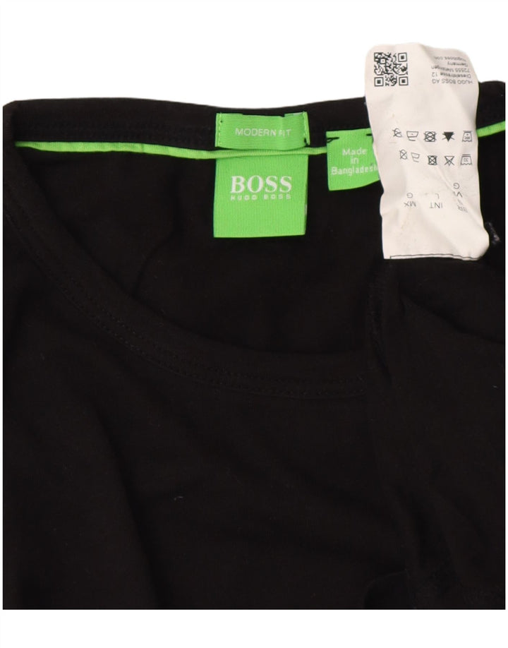 HUGO BOSS Homme Coupe Moderne T-Shirt Graphique Haut Large Noir