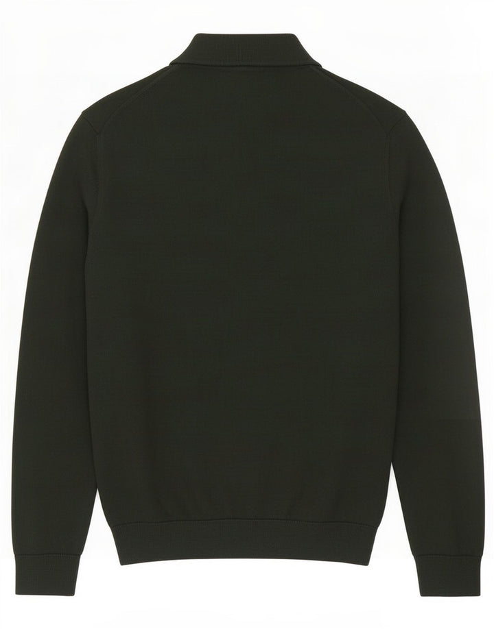 Zara Pull Col Polo Homme Vert Moyen Acrylique