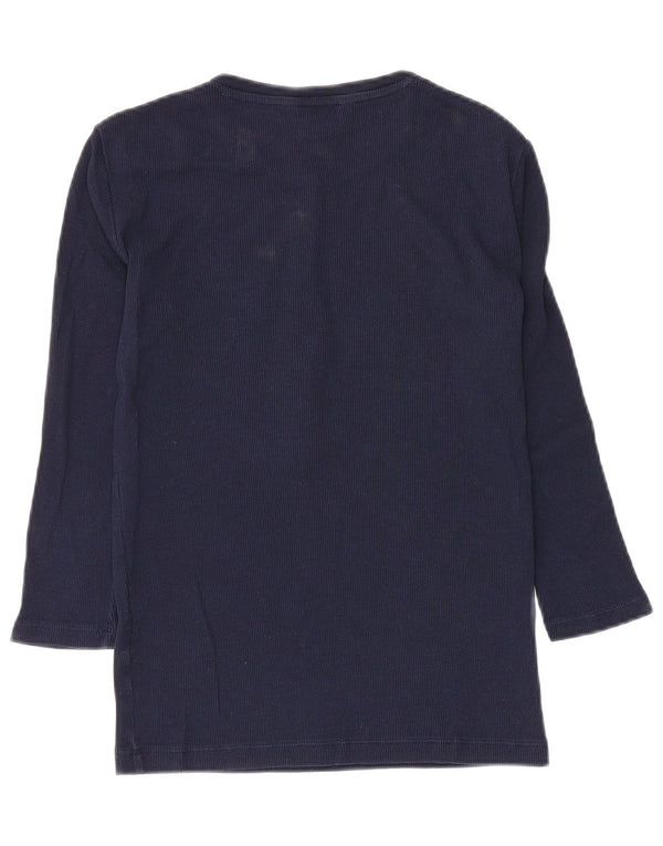 Ralph Lauren Womens Top 3/4 Sleeve UK 8 Small Navy Blue Cotton