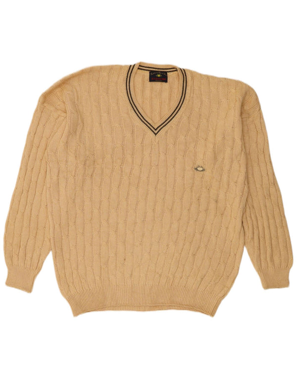 Il Granchio Mens V-Neck Jumper Sweater XL Beige