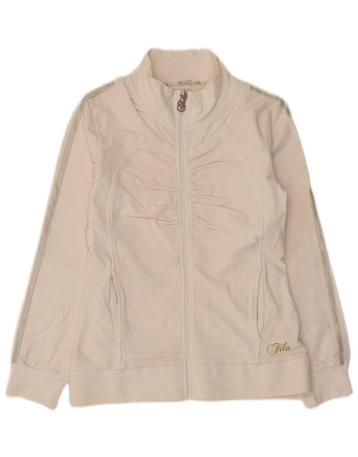Fila Veste de survêtement pour femme UK 10 Petit coton rayé blanc