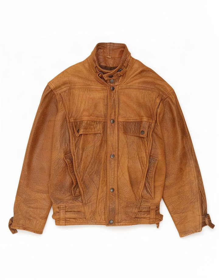 veste en cuir homme vintage UK 40 Grand Marron