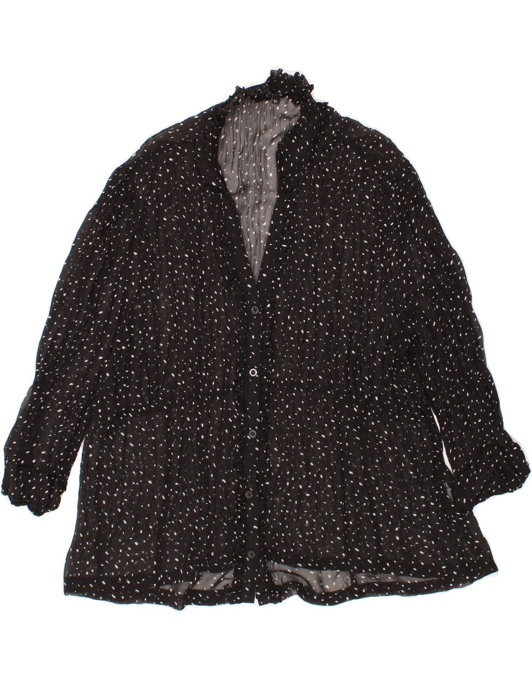 OVS Womens See Through Shirt Blouse IT 51 2XL Black Spotted Vintage OVS and Second-Hand OVS from Messina Hembry 