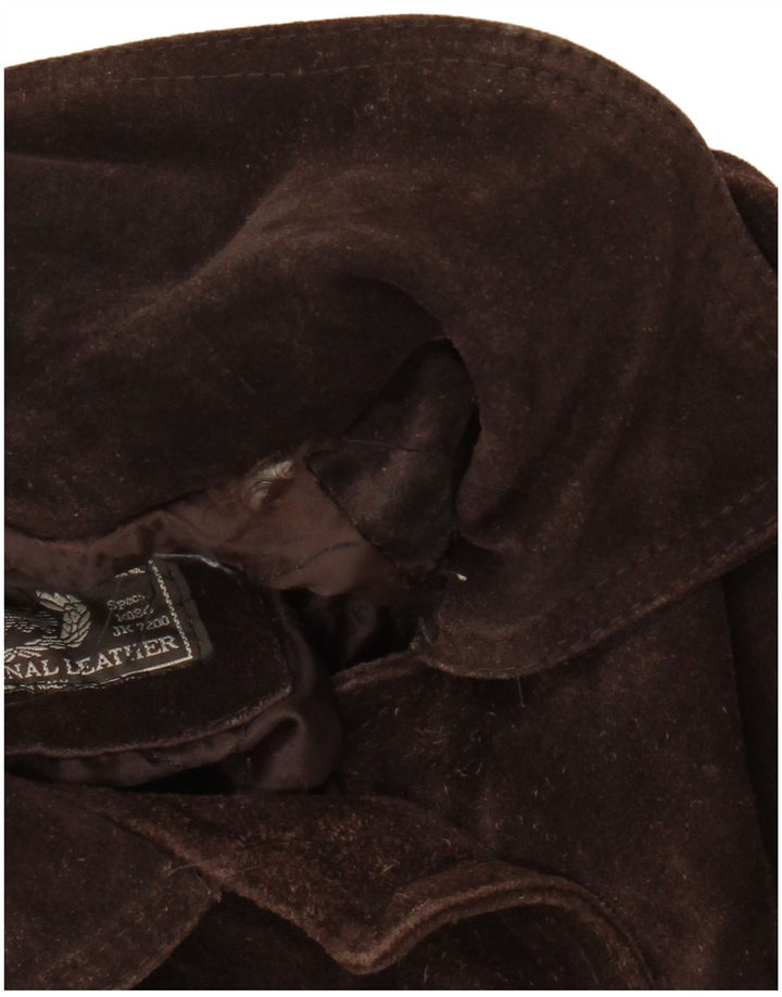 vintage Femmes Surdimensionné Suède Pardessus UK 20 2XL Marron
