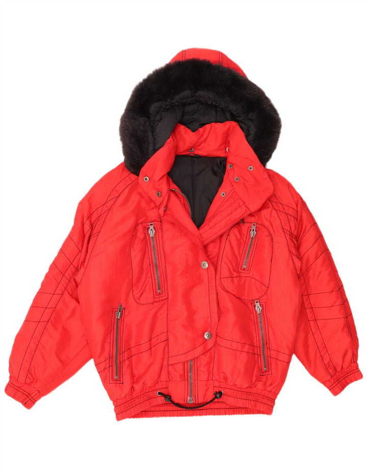 C & A Veste matelassée surdimensionnée à capuche pour femme EU 36 Small Rouge Polyamide