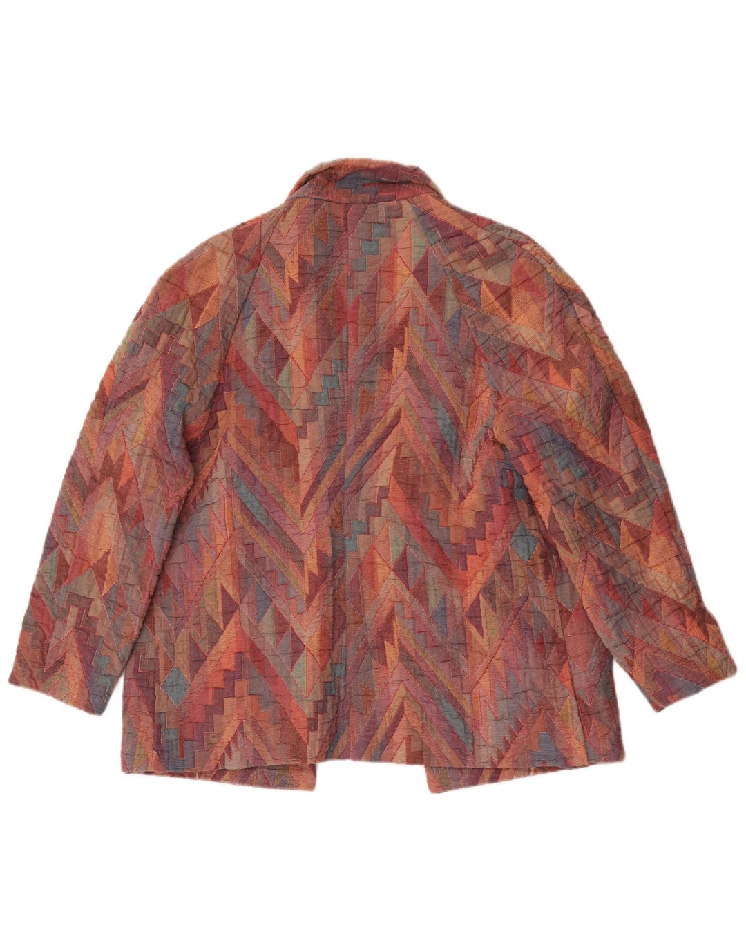 vintage Womens Open Blazer Jacket UK 12 Moyen Multicolore Géométrique