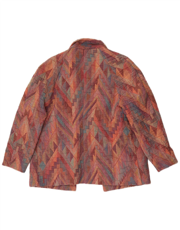 vintage Womens Open Blazer Jacket UK 12 Moyen Multicolore Géométrique