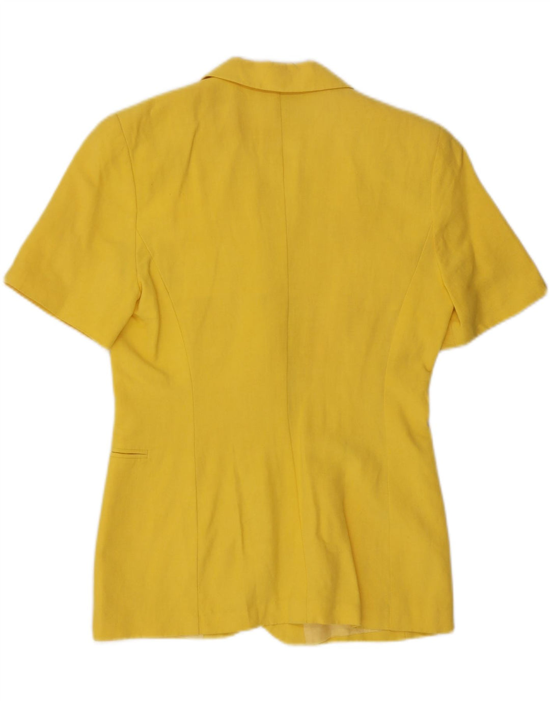 VINTAGE Femme Manches Courtes 2 Bouton Blazer Veste UK 12 Jaune Moyen