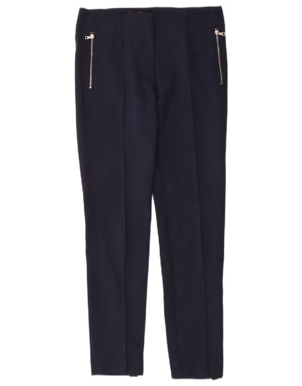 Zara Pantalon Slim Casual Femme XS W24 L27 Bleu Marine