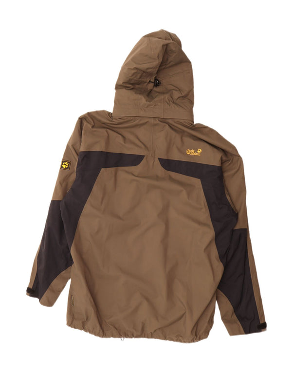 Jack Wolfskin Veste de pluie à capuche pour homme UK 48 2XL Marron Colorblock Polyamide