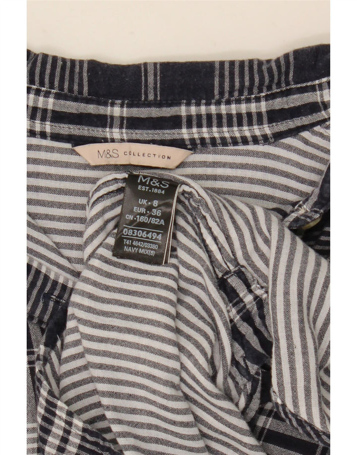 Marks & Spencer Chemise surdimensionnée pour femme UK 8 Petit coton à carreaux bleu marine