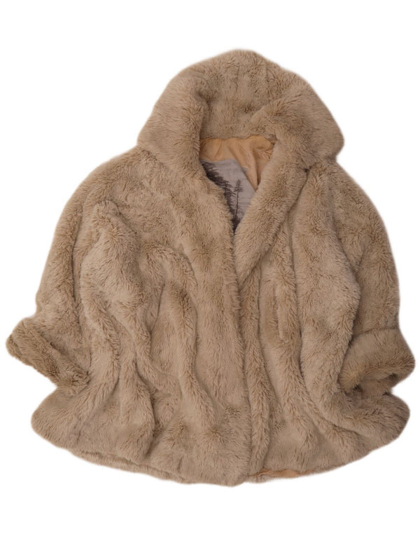 Sportmax Manteau surdimensionné en fausse fourrure pour femme UK 8 Petit Acrylique Beige