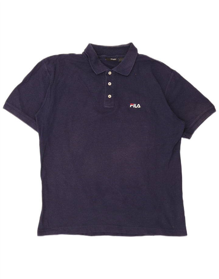 FILA Polo Homme Large Bleu Marine Coton