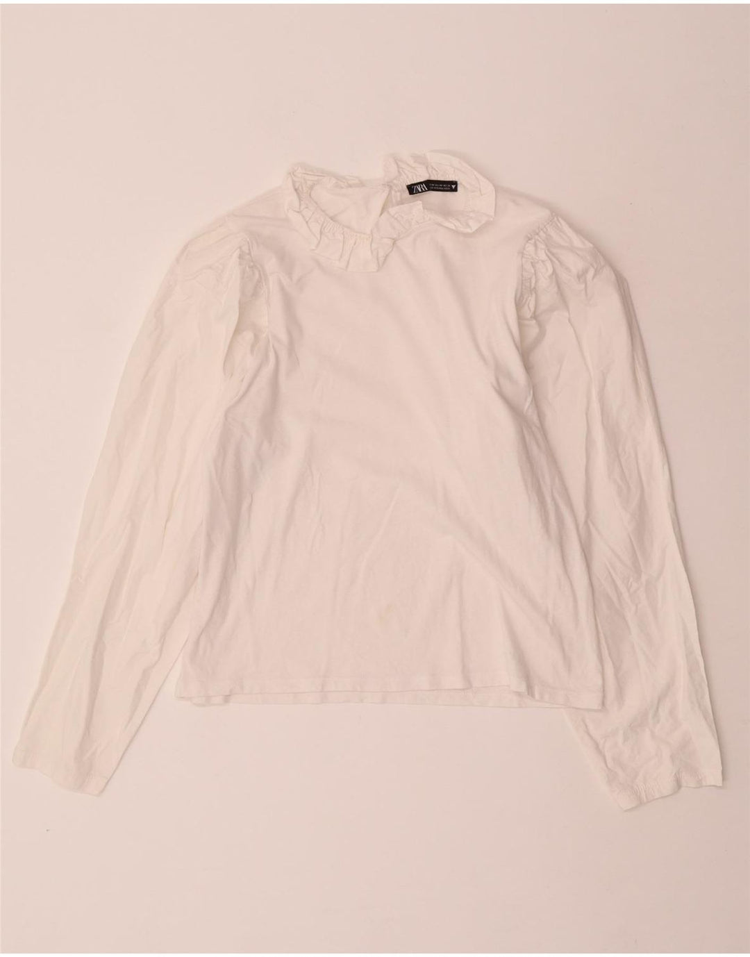 ZARA Chemisier court à manches longues pour femme UK 12 Medium Off White