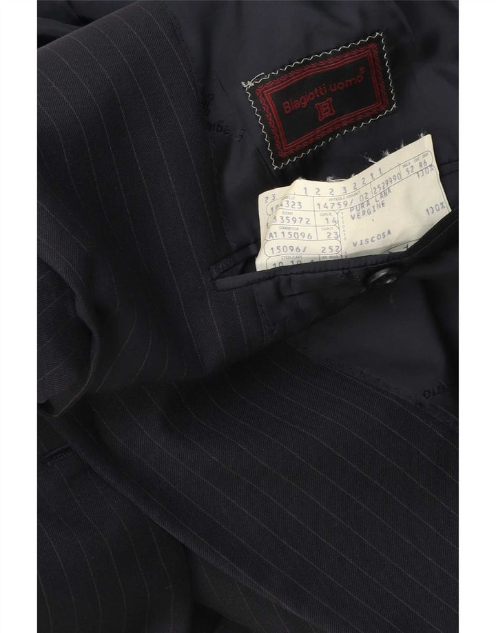 Biagiotti Uomo Veste blazer à 3 boutons pour homme IT 52 XL Bleu marine à fines rayures