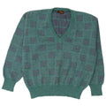 Peter Brown Pull Col V Homme IT 50 Laine Géométrique Vert Moyen