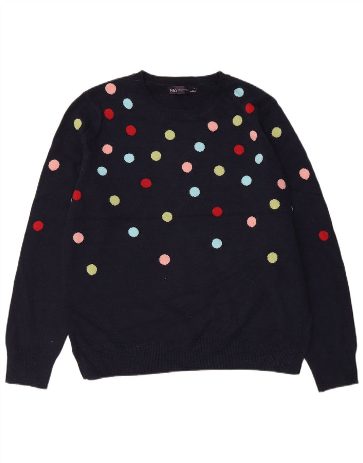 MARKS & SPENCER Pull à col rond pour femme UK 14 Bleu marine moyen