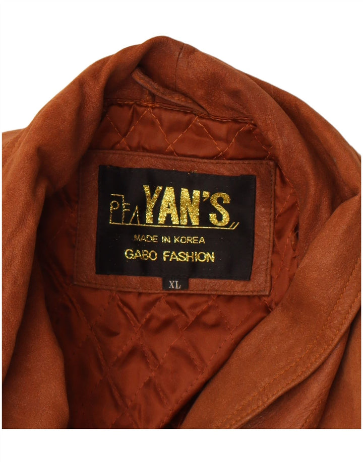 veste en cuir femme vintage UK 18 XL Marron