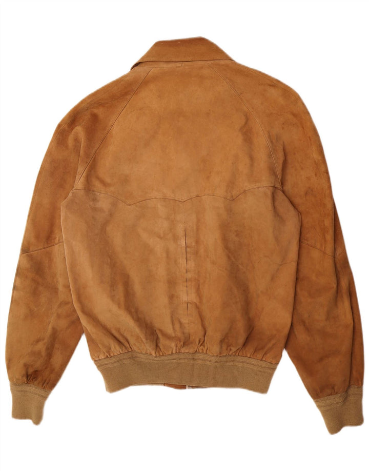 vintage Mens Suede Bomber Jacket UK 38 Brun Moyen