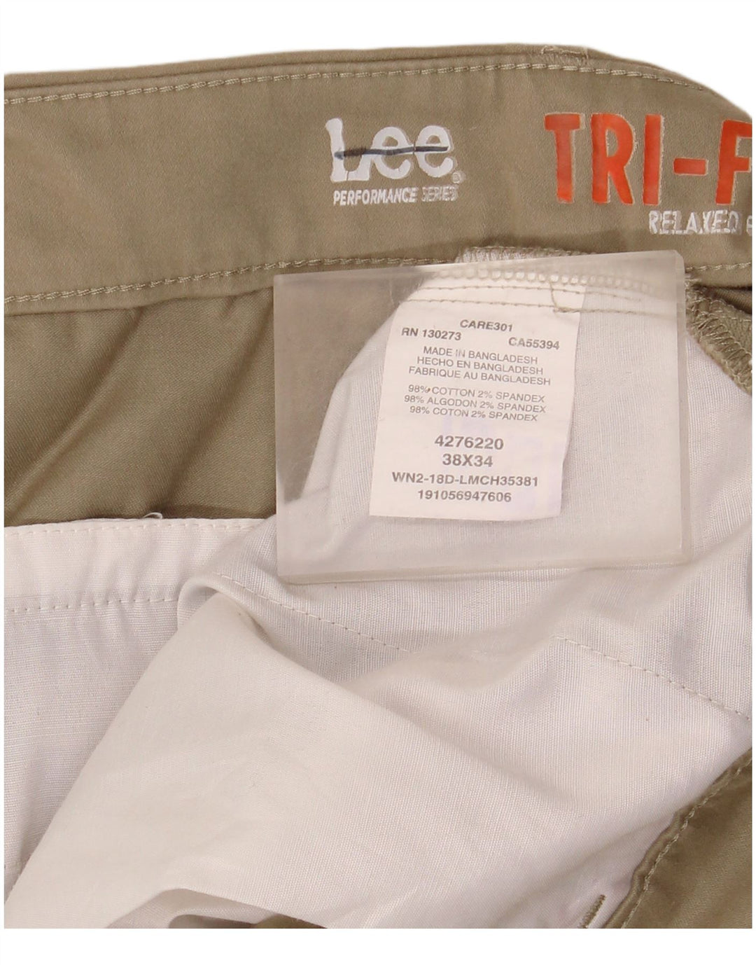 Lee Pantalon chino coupe décontractée pour homme W38 L34 Coton beige