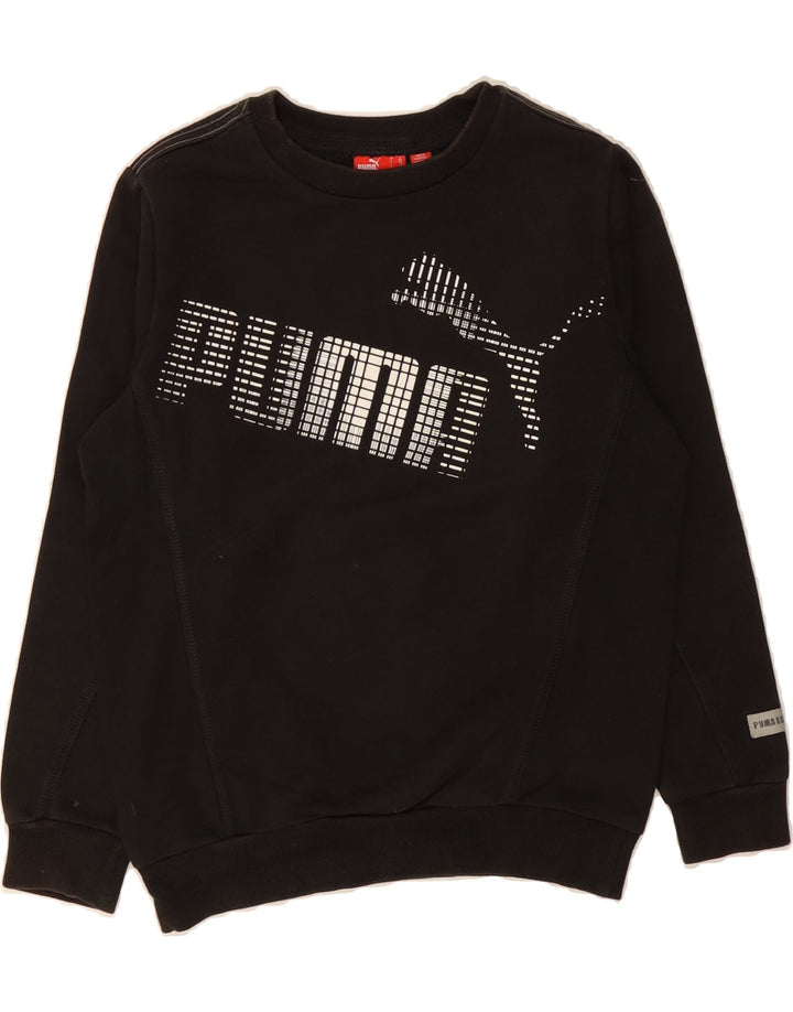 PUMA Boys Graphic Sweatshirt Jumper 9-10 Years Black Cotton Vintage Puma and Second-Hand Puma from Messina Hembry 