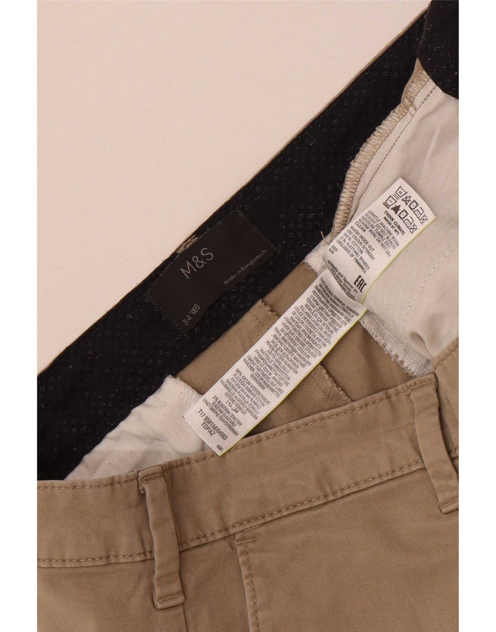 Marks & Spencer Short Chino Homme W34 Large Marron Coton
