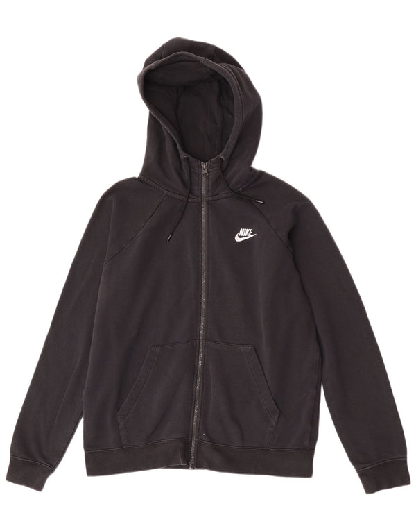 Nike Pull à capuche zippé pour femme UK 14 Coton noir moyen