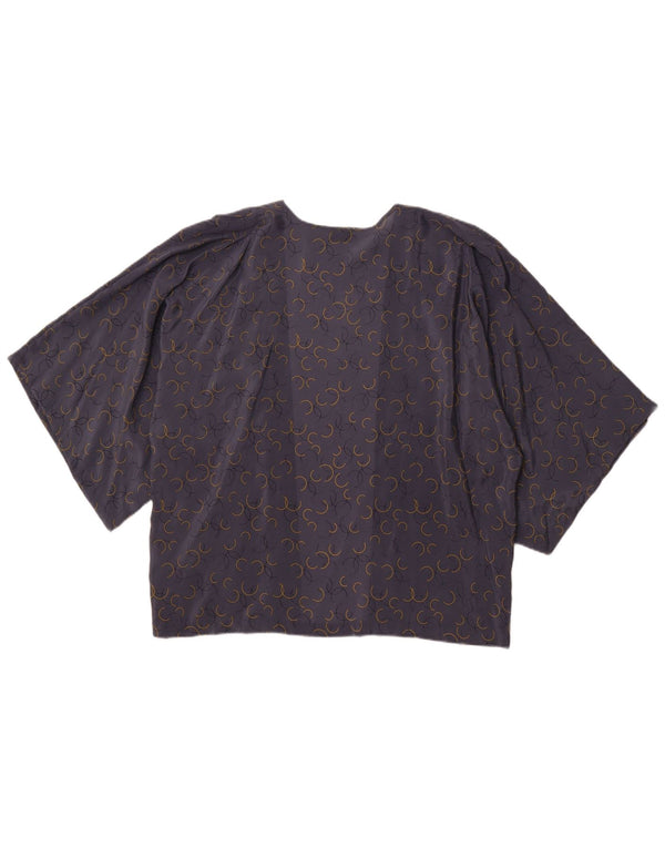 JIGSAW Cardigan à manches courtes pour femme UK 18 XL Gris géométrique en soie