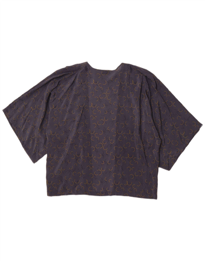 JIGSAW Cardigan à manches courtes pour femme UK 18 XL Gris géométrique en soie