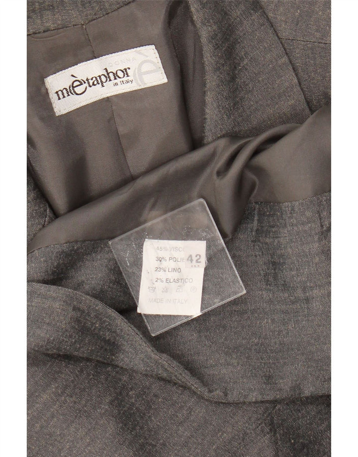 Metaphor Veste Blazer Longue 1 Bouton Femme IT 42 Gris Moyen Viscose