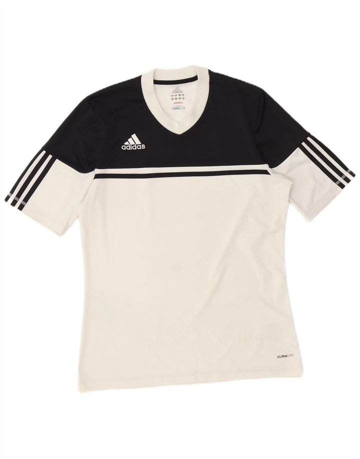 Adidas Hommes Climalite T-Shirt Haut Moyen Blanc Colorblock Polyester