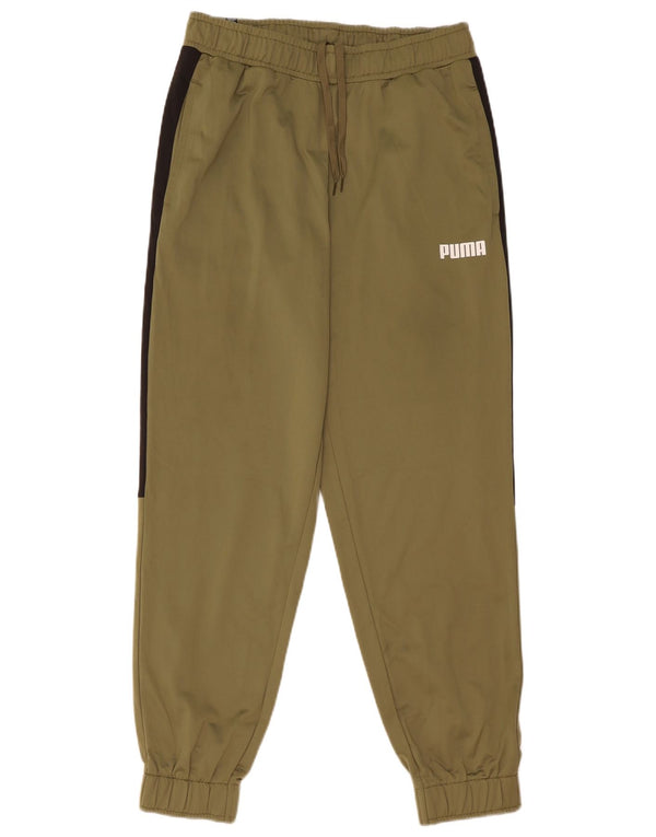 Puma Pantalon de survêtement pour homme en polyester kaki color block Taille L