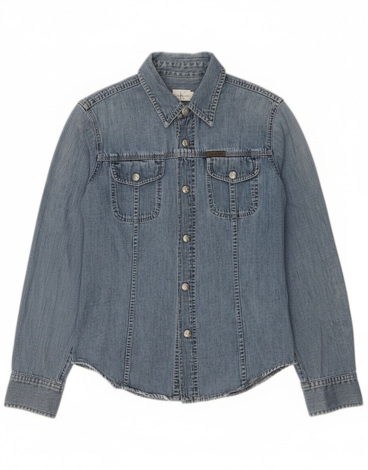 Calvin Klein Jeans Chemise En Jean Femme Bleu Moyen Coton