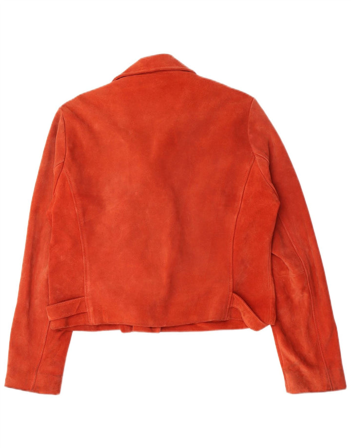 Topshop Veste de motard en daim pour femme UK 16 Grand cuir rose