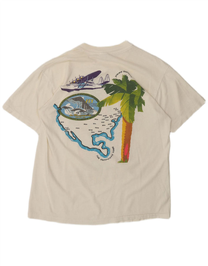 vintage Mens Jimmy Buffet Graphic T-Shirt Top Grand Coton Blanc