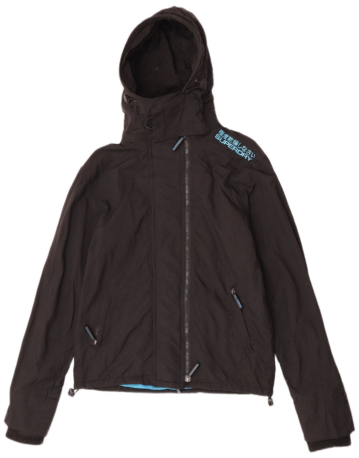 Superdry Veste coupe-vent à capuche pour femme UK 14 Medium Black Nylon