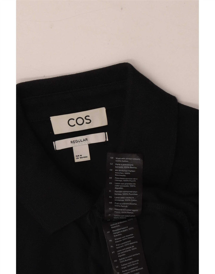 Cos Polo à manches courtes pour homme, coupe régulière, en coton noir moyen