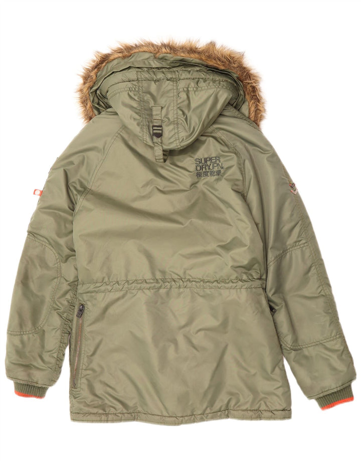 SUPERDRY Parka à capuche pour homme UK 36 Small Vert Nylon