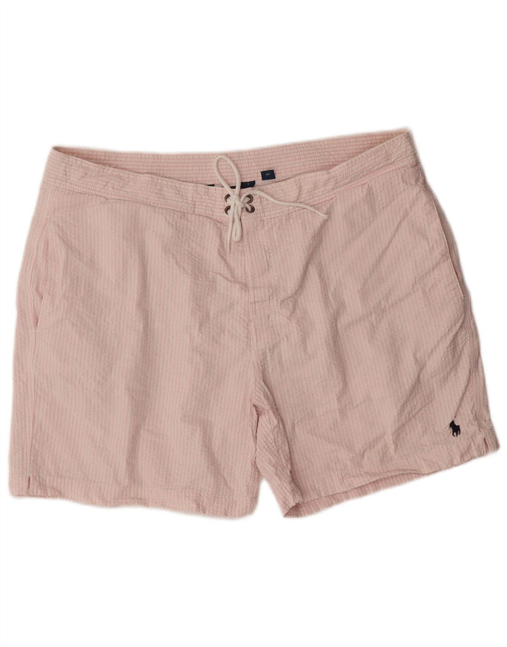 POLO RALPH LAUREN Short de Bain Homme Coton Rayé Rose Moyen