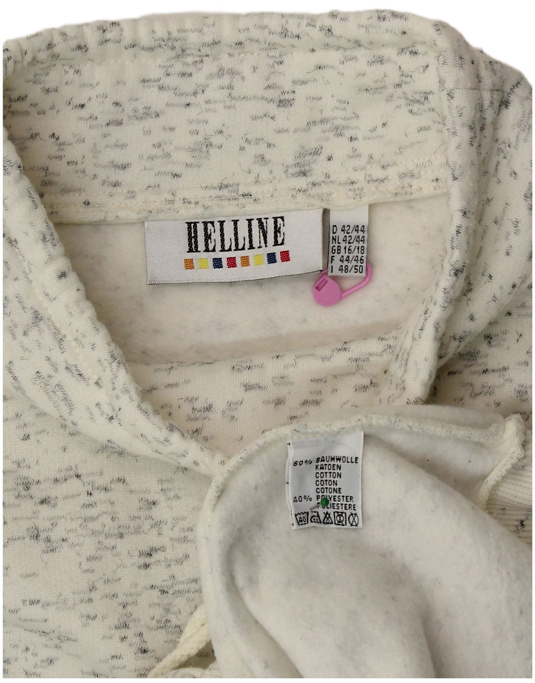 HELLINE Sweat-Shirt Femme UK 16/18 XL Blanc Moucheté Coton