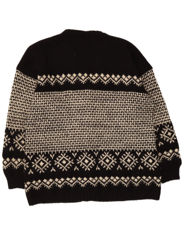 vintage Homme Cardigan Pull XL Noir Fair Isle