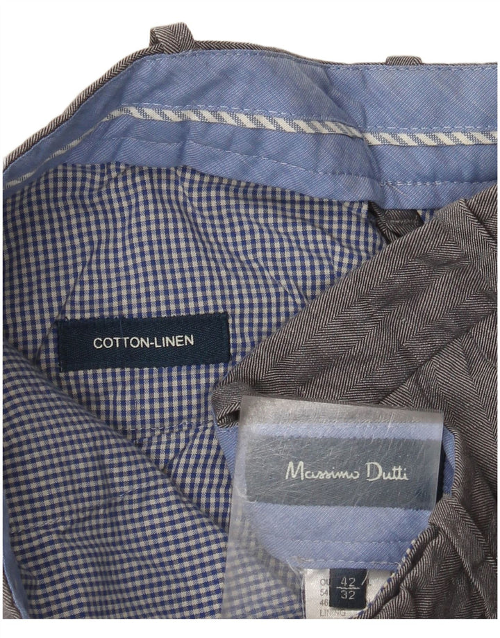 Massimo Dutti Pantalon de costume slim pour homme EU 42 Large W32 L32 Gris à chevrons