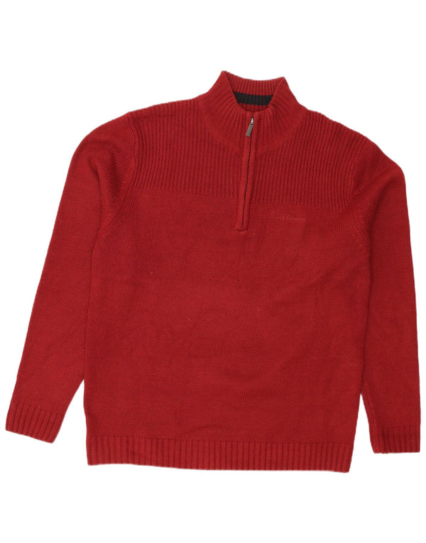 Pierre Cardin Pull col zippé homme XL rouge acrylique
