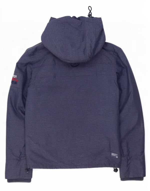 Superdry Veste coupe-vent à capuche pour femme UK 14 Medium Navy Blue Nylon