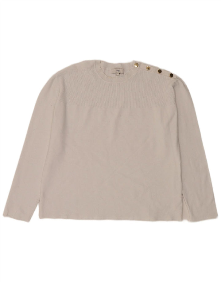 Marks & Spencer Pull à col rond pour femme UK 14 Viscose blanc moyen