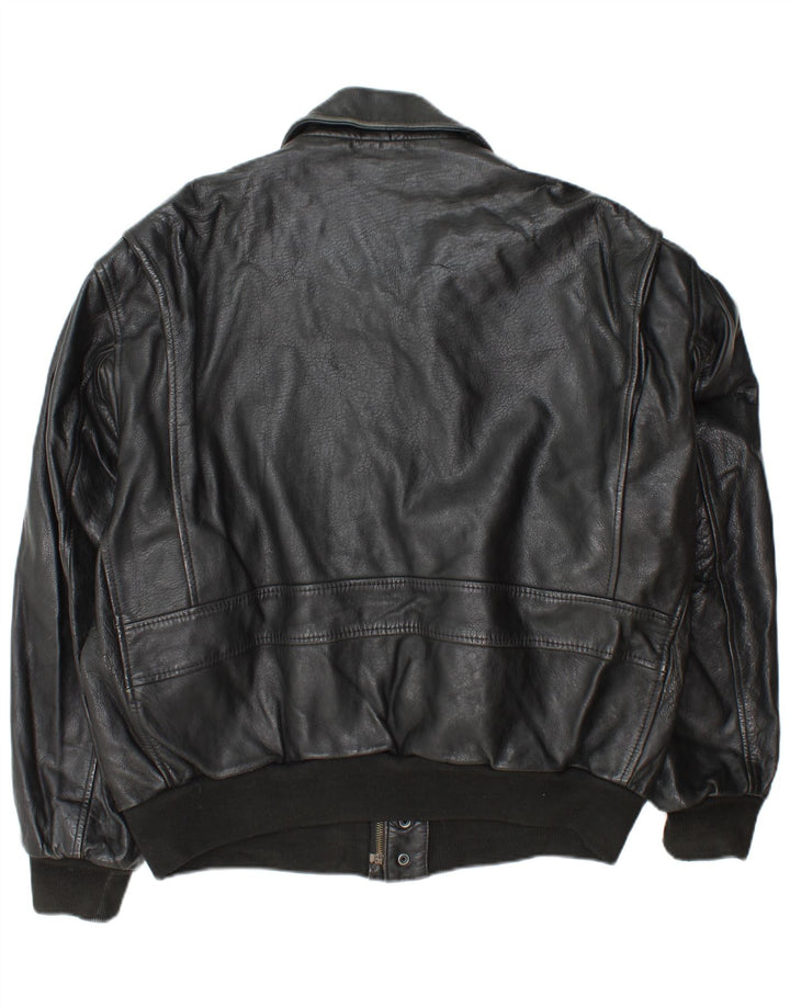 veste en cuir militaire vintage pour homme UK 42 XL Cuir noir