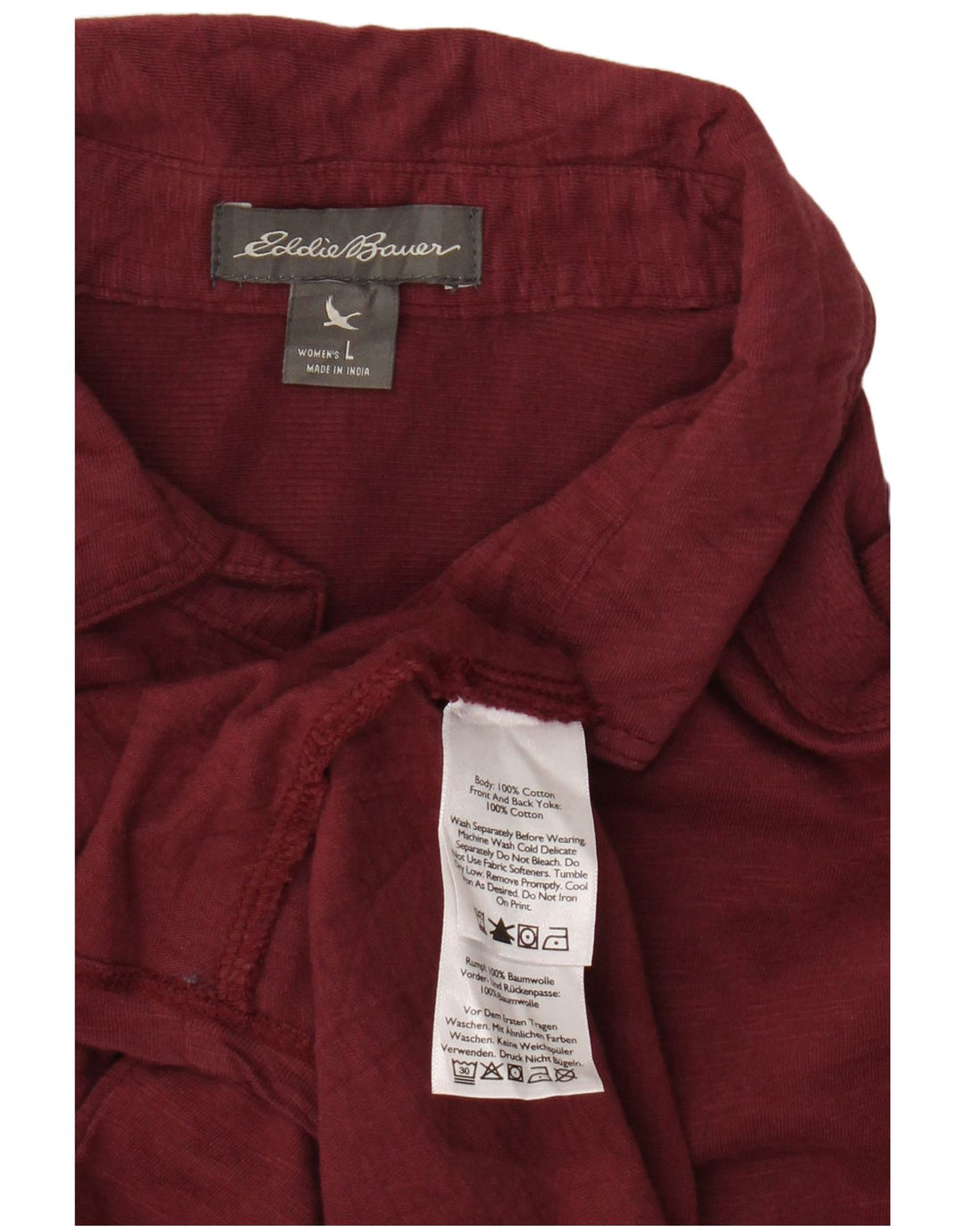 EDDIE BAUER Chemise Femme UK 16 Grand Coton Marron
