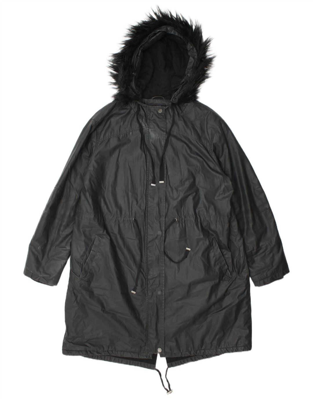 Marks & Spencer Veste parka cirée à capuche pour femme UK 14 Large Gris